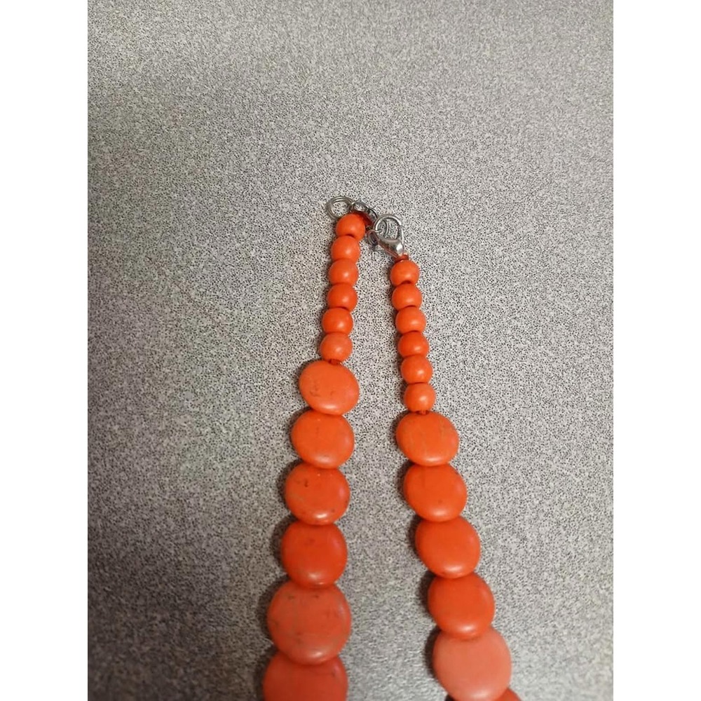 Vintage Graduated Disc Bead Necklace Salmon Large Statement 18" - Picture 4 of 6
